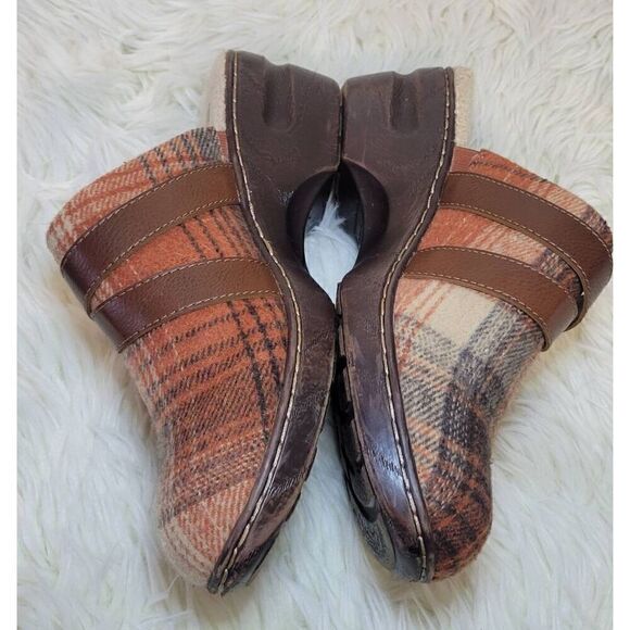 B.O.C. Born MAE Orange Wool Plaid Lined Clog Women's Size 8M Heels - Picture 5 of 11